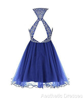 Royal Blue Homecoming Dresses , Tulle Beaded Party Dresses, Cute Party Dresses